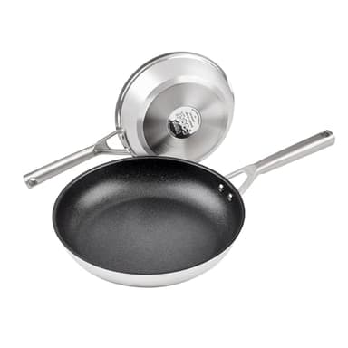 Ninja Foodi ZEROSTICK Edelstahl 2-teiliges Bratpfannenset, 20cm/28cm, langlebig, antihaftbeschichtet, induktionsgeeignet, backofen- und spülmaschinenfest, C62000EU
