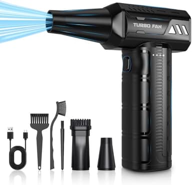 Druckluft-Luftreiniger, 180.000 U/min Super Power kabelloser elektrischer Luftreiniger, 7500 mAh wiederaufladbarer bürstenloser Motorlüfter, 3-Gang verstellbarer Turbo-Ventilator-Luftreiniger für