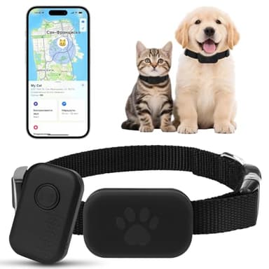 GPS Tracker Katze, Mini GPS Tracker für Hunde Ohne ABO, Hundetracker Katzentracker, Kompatibel mit iOS und Android, Weltweite Standortverfolgung, Gepäckortung, Wasserdicht