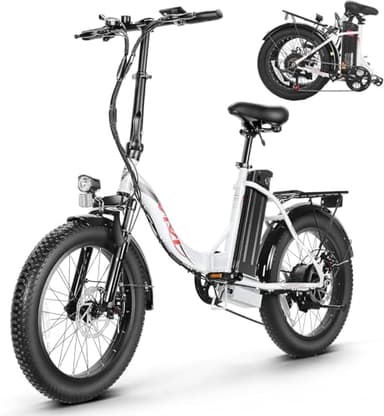 ANCHEER Klapprad E-Bike, 20"*3.0 Elektrofahrrad mit 36V 10.2Ah Lithium-Akku für Lange Reichweite bis 100KM, 250W Motor, 7 Gang für Herren Damen (Weiß Klapprad)