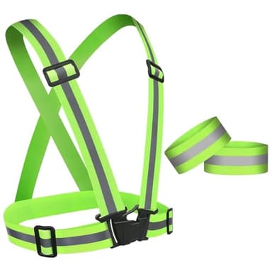 URAQT Reflektierende Sicherheitsweste Set, 1stk Reflektierende Warnweste Einstellbar & 2er Elastische Reflektierendes Armbands, Reflektoren Sicherheits für Fahrrad, Joggen, Laufen, Wandern