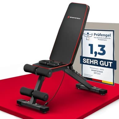 Sportstech BRT250 Hantelbank klappbar & verstellbar – Multifunktionale Fitnessbank für zuhause, 7 in 1 Schrägbank & Trainingsbank für Ganzkörpertraining, kompakt faltbar, bis 300 kg belastbar
