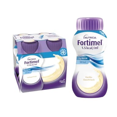 Nutricia Fortimel® 1.5 kcal Vanille – Hochkalorische Trinknahrung mit allen wichtigen Nährstoffen, Vitaminen, Mineralien und Spurenelementen – 300 kcal und 12 g Eiweiß pro Flasche – 4 x 200 ml