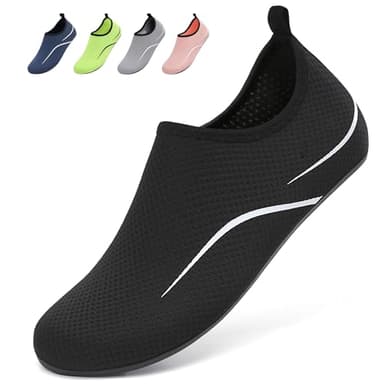 BARFULKER Badeschuhe Damen Herren Wasserschuhe Schwimmschuhe - Unisex Schnell Trocknend Aquaschuhe Leicht Strandschuhe Surfschuhe für Beach Pool Surfen Yoga, Schwarz, 40 EU