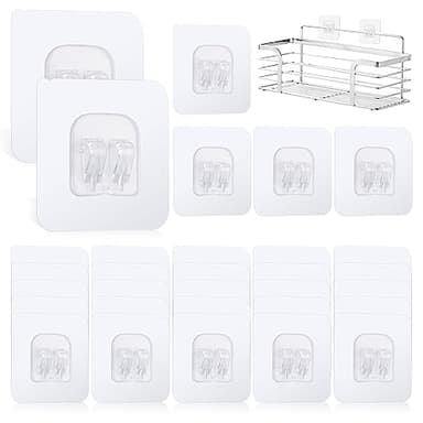 Svalor 30 Stück Klebehaken Badezimmer Transparent, 6 x 6cm Selbstklebende Haken Transparent, Selbstklebende, Wandhaken Selbstklebend Ohne Bohren- für Küche, Bad, Toilette Türwand (5kg Max)