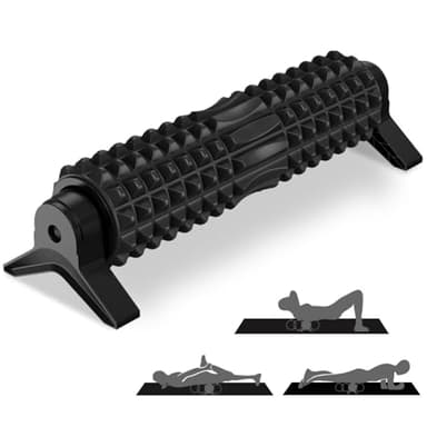 Faszienrolle Wirbelsäule mit 3D-Texturmassage, Foam Roller für rücken Rücken Beine, Mittlere Härte, Yoga, Pilates Faszienrolle mit Ständer, Rückenrolle zur Muskelverspannungen lindern, Schwarz