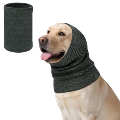Kiiwah Ohrenschützer Hund, Lärmschutz Hund Snood Gehörschutz Angstzuständen Head Cover Hund für Feuerwerk, Gewitter, Fellpflegehilfe (Grau, M)