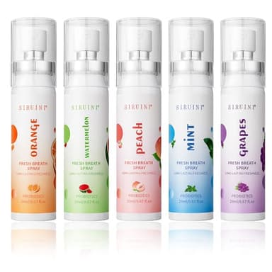 Mundspray Mit Fruchtgeschmack,5 Stück 20 ml Atemerfrischer Mundspray,Gegen Mundgeruch Tragbares Spray,für Frischen Atem,Gegen Mundgeruch