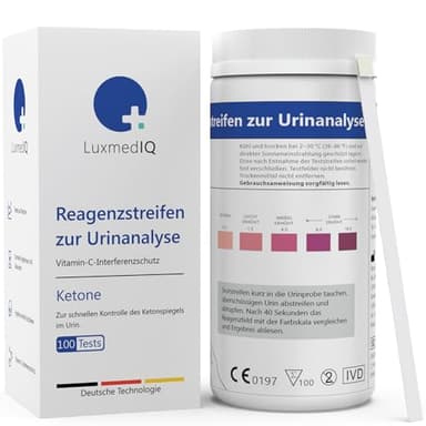 100x LuxmedIQ Keton Teststreifen – Ketose Teststreifen für Keto Ernährung & Diät – präziser Keto Test im Urin – mit Farbskala zur einfachen Stoffwechselkontrolle