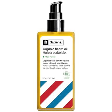 Sapiens Bartöl Herren 50 ml - BIO Bartpflege Öl Cosmos Organic Zertifiziert mit Rizinusöl - Bartöl Wachstum Spendet Feuchtigkeit Bart Conditioner - Beard Oil for men