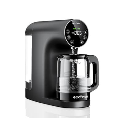 Ecoviva Wasserstation Umkehrosmose-Wasserfilter, 5 Stufe RO Reinigung mit NSF/ANSI 58 zertifiziert, Osmoseanlage für Zuhause, 3:1 Rein zu Abfluss-Verhältnis, keine Installation erforderlich schwarz