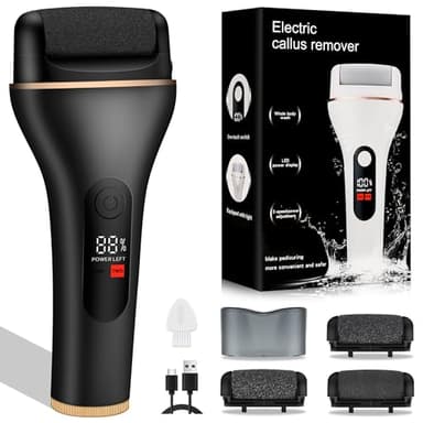 iMoebel Hornhautentferner Elektrisch Professionell Hornhaut Entfernen mit LED-Anzeige & Licht, Wiederaufladbar Hornhauthobel Fuß Schaber Foot Callus Remover für Hornhaut Tote Haut Fußpflege, Schwarz