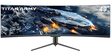 TITAN ARMY 49 Zoll Curved Gaming Monitor, 144Hz, DFHD 3840 x 1080, UltraWide 1800R VA PC Bildschirm, 32:9, HDR400, G-Sync & FreeSync, 99% sRGB, Lautsprecher, Type-C 65W, HDMI, DP, RJ45, C49SHC