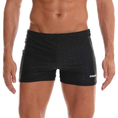 Arcweg Badehose Herren Eng Kurz Badeshorts mit Tunnelzug Elastische Schwimmhose mit herausnehmbarem Pad Wassersport Kurze Hose UV Schutz Schwimmwear Schwarz M(EU