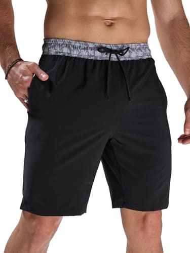 Arcweg Herren Badehose Lange Badeshorts Bedruckt Schnelltrocknend Elastischer Bund Leichte Schwimmhose Boardshorts Für Männer Strandurlaub & Freizeit Schwarz M(EU)