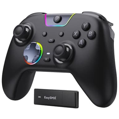 EasySMX X05PRO Wireless Controller PC, Gaming Controller mit leise Tasten, 2-stufige Tigger, Hall Joysticks, 2 programmierbare Tasten, 1000mAh Akku, Kompatibel mit PC/Switch/Android/iOS-Schwarz