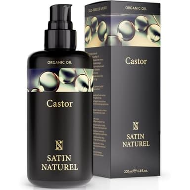 Satin Naturel Rizinusöl Kaltgepresst & BIO 200ml - 100% Reines Castor Oil - Haaröl & Gesichtsöl - Für Wimpern, Augenbrauen, Haare, Bart, Nägel - Haarwachstum - Vegan & Cruelty Free Naturkosmetik