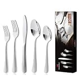 KitchenBoss Besteck Set 6 Personen: Besteckset 30 Teilig, Cutlery Set, Edelstahl Besteck, Essbesteck, Spülmaschinenfest Silber