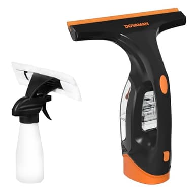 DOVAMAN WC01A Fenstersauger, 30 Min Laufzeit, 280mm Saugdüse, Sprühflasche mit 2 Mikrofasertüchern, 150ml Wassertank, 150m² pro Ladung, 700g Leichter Akku Fenstersauger