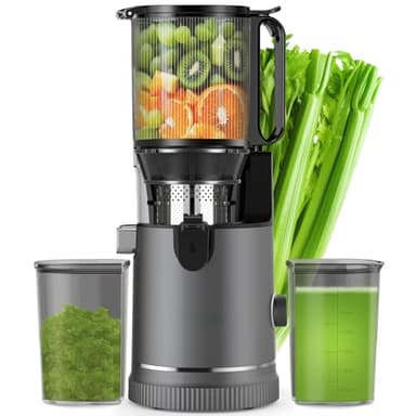 Entsafter – Slow Juicer mit 147 mm XL-Einfüllschacht & 400 W Motor, Hohe Saftausbeute und Nährstofferhalt, 1,8 L Kapazität inkl. 2 Gläser, BPA-frei, Für ganzes Obst & Gemüse (Titanium Grau)