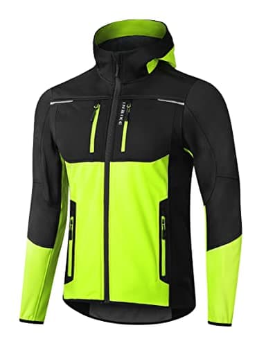 INBIKE Fahrradjacke Herren Wasserdicht Softshelljacke Übergangsjacke Winter Radjacke Laufjacke Funktionsjacke Winterjacke Regenjacke Fahrrad Wanderjacke Atmungsaktiv Warm Outdoorjacke Grün L