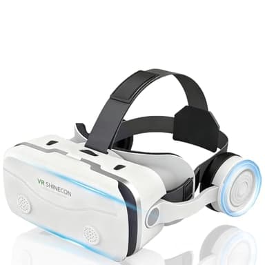 VR Brille für Handy, HD Anti-Blaulicht Virtual Reality Headset, 3D Brille kompatibel mit iPhone/Android, 4,7-7,2 Zoll (White)