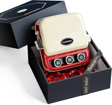 Phomemo P15 Bandetikettendrucker, Bluetooth Retro Etikettiergerät mit Geschenkbox, Geschenke, Festliche Geschenke, Ribbon Druck, Vintage Rot