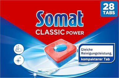 Somat Classic Power Spülmaschinen Tabs (28 Tabs) Spültabs für strahlend sauberes Geschirr auch im Niedrigtemperatur-, Kurz- & Eco-Programm, Geschirrspül Tabs mit Fettlösekraft für kraftvolle Reinigung