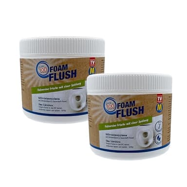 Pure100 FoamFlush - WC Reinigungsschaum 2x500 g - Aktivschaum mit Zitronensäure & Sauerstoff - Entfernt Kalk, Urinstein & Gerüche - Ohne Schrubben - Hygienische Tiefenreinigung & Frischer Duft