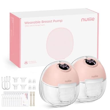 Nuliie Milchpumpe Elektrisch tragbare S32, Elektrische milchpumpe freihändig 4 Modi 9 Stufen mit 18/21/24 mm komfortabler Flansch, Privat, mit Ersatzzubehör im Lieferumfang (2 Packs, Rosa)