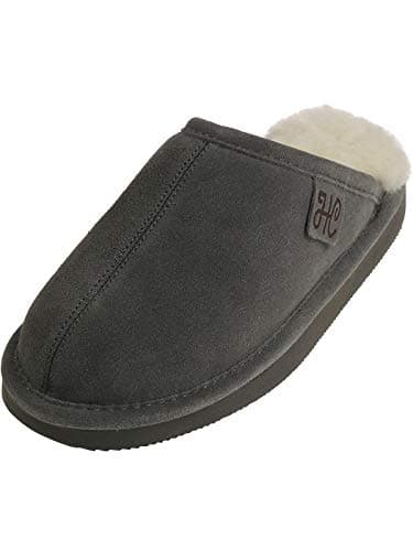 Harrys-Collection Unisex Herren Extra Dicke Pantoffel Lammfell 5 Farben Hausschuh, Farben:grau, Schuhgröße:43