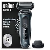 Braun Series 6 Elektrorasierer mit EasyClick Aufsatz, SensoFlex Rasierer Herren Elektrisch, Präzisionstrimmer, Wet & Dry, Geschenk Mann, Made in Germany, 61-N1200s, grau