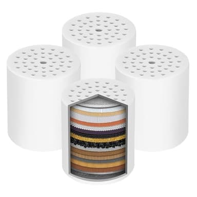 4er-Pack Shower Filter mit 25-Stufiger Filterung Kalkfilter Dusche Wasserenthärter für Hartes Wasser Entfernen Chlor und Schwermetalle,Reduziert Trockene Haut (Universell für Alle Duschköpfe)