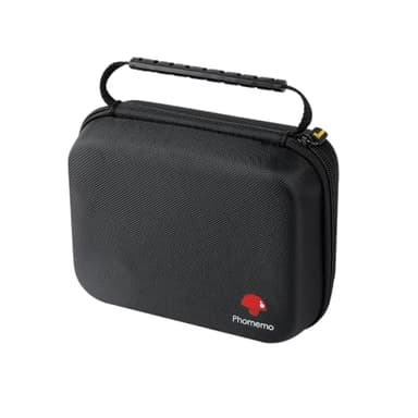 Phomemo Drucker Tasche, Tragbare Tasche für M221/M220/M110/M120/M200/M04S/M04AS Etikettendrucker, Stoßfest,Wasserdicht, Halter Tasche für Etikettendrucker mit Band,mit Netztasche für Zubehör (Schwarz)