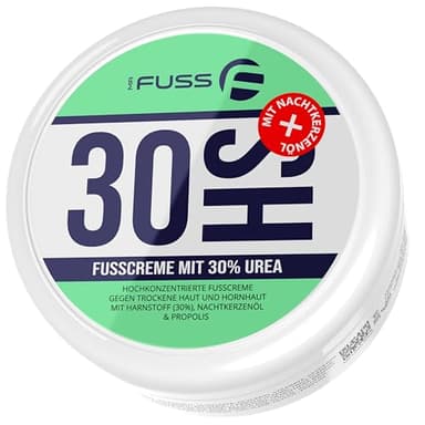 Mr. Fuss Hornhautentferner Urea Creme 30% | Fußcreme Hornhaut Entfernen Fuß | Skin Care Fußpflege | Schrundensalbe Füße | Mit Nachtkerzenöl Glycerin und Propolis 200ml