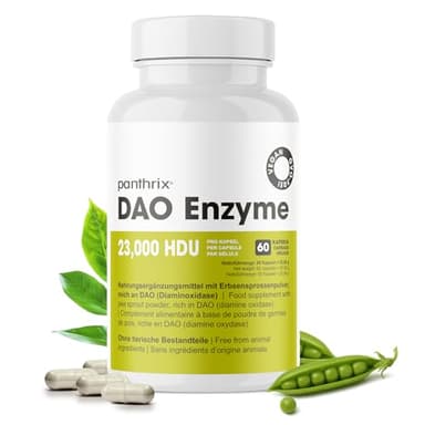 DAO Enzym | 60 Magensaftresistente Kapseln aus Erbsensprossen Hochdosiert | Komplex mit Diaminoxidase 23,000 HDU pro Tagesdosis | Pflanzlich, Vegan & Laborgeprüft | bis zu 60-Tage-Vorrat