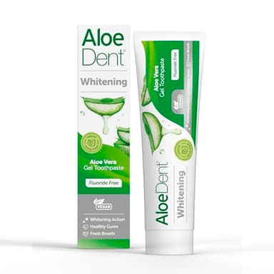 AloeDent Aloe Vera Whitening Zahnpasta ohne Fluorid - Natürliche Pfefferminze, SLS-frei, natürlich weiße Zähne & gesundes Zahnfleisch, Vegan, 100ml
