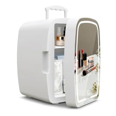 Upstreman 6L Mini Kosmetik Kühlschrank mit Wärmefunktion für Make-up, Getränke, Fläschchen, 3-Stufen LED Beleuchtung, Leise & Tragbar Beauty Kühlschrank für Schlafzimmer, Büro, Wohnheim