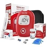 sinocare Blutzuckermessgerät Set mit Teststreifen 25 und Lanzetten 25, Blutzuckermessgerät Einfache Bedienung, Glucose Monitor, Safe AQ Smart Glucometer Portable für Reise, mg/dL