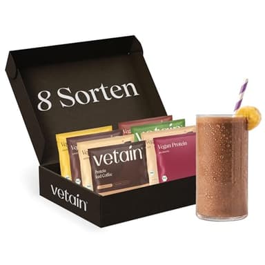 VETAIN Vegan Protein Probierpaket - 8 x 30g - 23g Protein pro Portion - Proteinpulver Probierpaket - Ohne Allergene & Sucralose - laborgeprüft & produziert in Deutschland