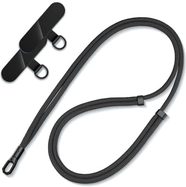 PEREKHVAT Handykette Universal, Verstellbares Handyband für Damen & Herren, Ohne Hülle, Mit 2 Patches, Ideal für Sport & Reisen, Handy Diebstahlschutz, Tragbar & Sicher - Schwarz