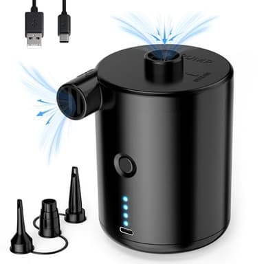 Elektrische Luftpumpe, 4000mAh Akku Elektrische Pumpe mit 4 Düsen für Luftmatratze, Matratze, Pool, Planschbecken, Wiederaufladbare Elektrische Luftpumpe mit Schnellem Aufblasen/Entleeren