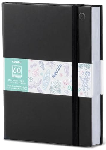 Ohuhu Skizzenbuch A5 - Doppelseitiges Durchschlagfestes Papier, 60 Blatt/120 Seiten, 150 g/m² – Säurefreies, Gebundenes Skizzenbuch für Zeichnungen, Illustrationen und Porträts