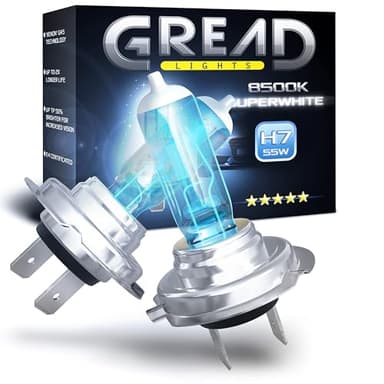 Gread - H7 Lampe Auto H7 12V 55W - super-white - Frontscheinwerfer 8500k E-Prüfzeichen eintragungsfrei - Xenon Optik - 2 Stück