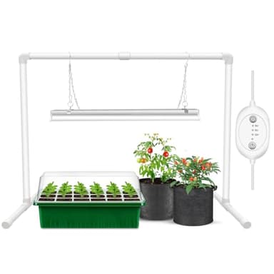 Wolezek Pflanzenlampe LED Vollspektrum mit 6/9/12H Timer, 144 LED 60cm T5 Grow Light, Weiße Wachstumslampe für Pflanzen, Samen-Starter Pflanzenlicht für Zimmerpflanzen Set, Höhenverstellbar