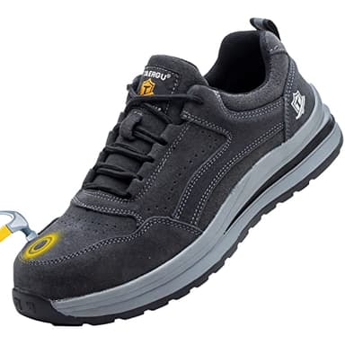 TAERGU S3 Sicherheitsschuhe Herren-Leder S1 Arbeitsschuhe SBP Leicht Stahlkappenschuhe Safety Shoes,922,Schwarz,EU43