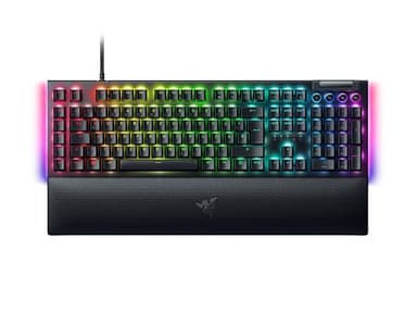Razer BlackWidow V4 (Green Switch) - Mechanische Gaming-Tastatur - Razer Snap Tap (Mechanische Clicky Switches, 6 Makro-Tasten, Doubleshot-ABS-Tastenkappen, RGB Chroma) QWERTZ DE-Layout | Schwarz