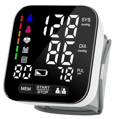Axets® Blutdruckmessgerät Handgelenk mit Arrhythmie-Erkennung, vollautomatisch präzise Blutdruck- und Pulsmessung, farbigem Risiko-Indikator, 2×99 Speicherplätze, für Handgelenke 13,5-21,5 cm