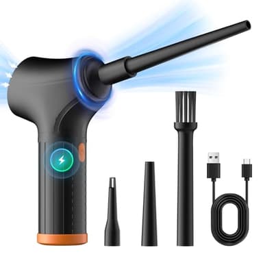 Elektrischer Staubbläser, 3-Gang Druckluft Gebläse für PC, ersetzt Druckluftspray, Tastatur Reinigung, Compressed Air Duster für Elektronik, Sofa, Auto, Schwarz