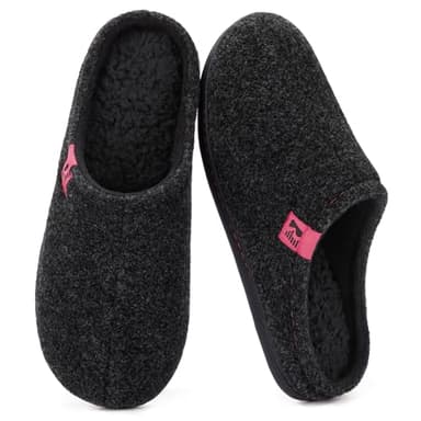 RockDove Damen Hausschuh aus Filz im Clog Stil robust rutschhemmend für den Innenbereich, 38/39 EU, Schwarz